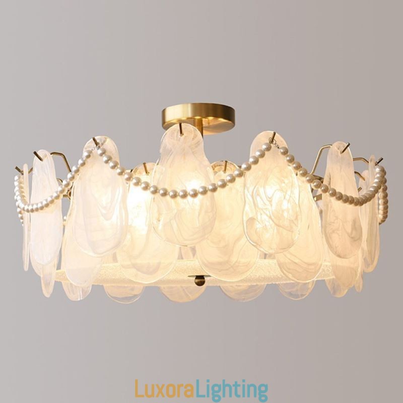 Designer Touch Decorative European Iron Ceiling Light Elegant Glass Ceiling Lamp