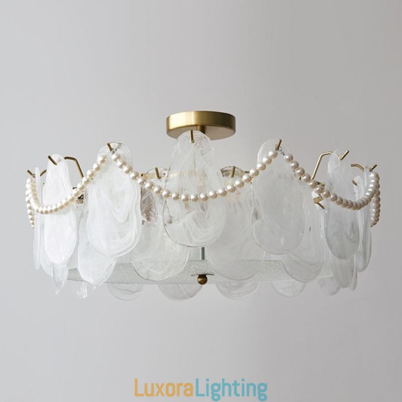 Designer Touch Decorative European Iron Ceiling Light Elegant Glass Ceiling Lamp