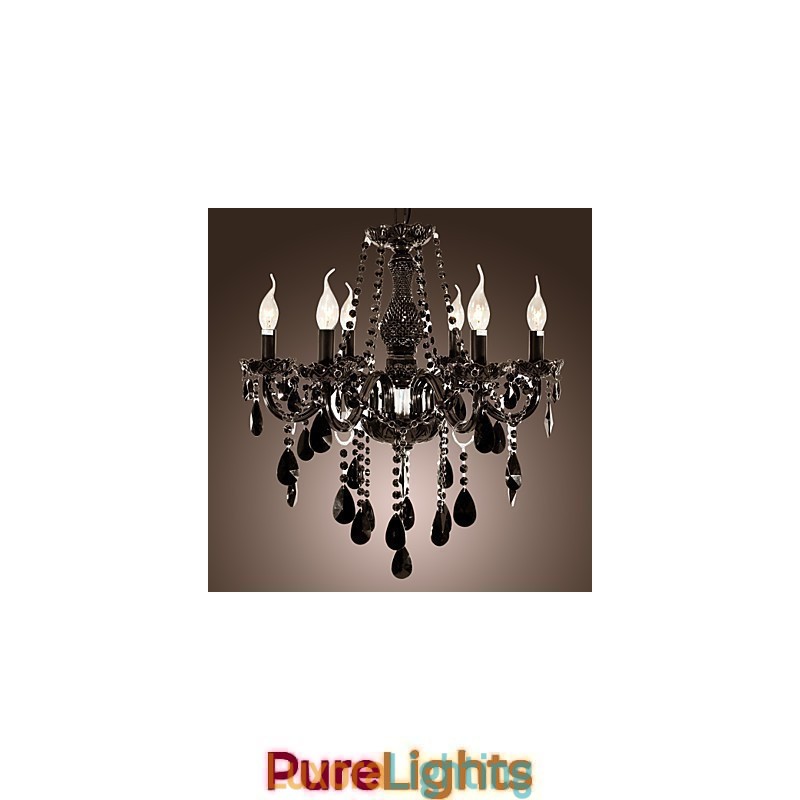 Designer Touch Decorative Chandelier Black Crystal Modern 6 Lights