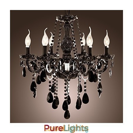 Designer Touch Decorative Chandelier Black Crystal Modern 6 Lights