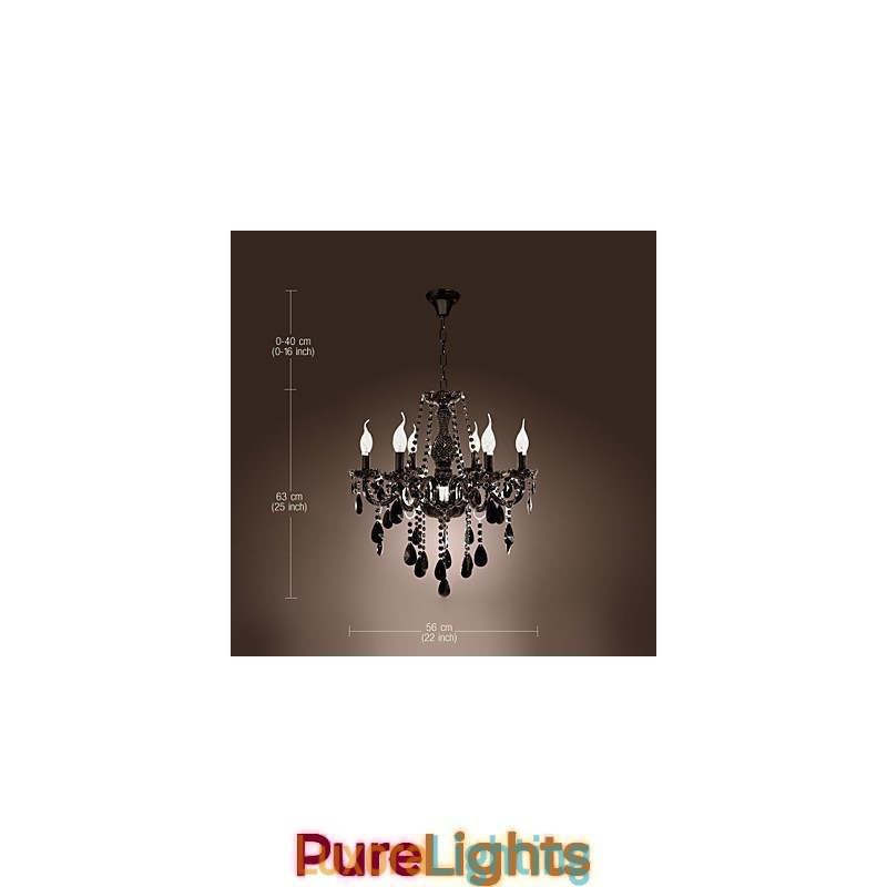 Designer Touch Decorative Chandelier Black Crystal Modern 6 Lights