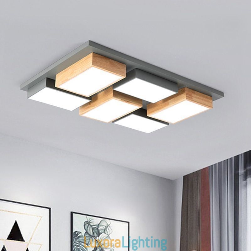 Designer Touch Decorative Modern Acrylic Ceiling Light Geometric Wood Ceiling Lamp