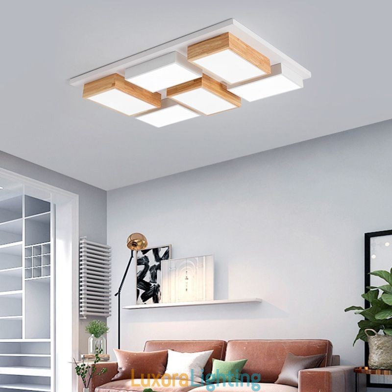 Designer Touch Decorative Modern Acrylic Ceiling Light Geometric Wood Ceiling Lamp
