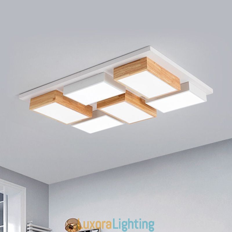 Designer Touch Decorative Modern Acrylic Ceiling Light Geometric Wood Ceiling Lamp
