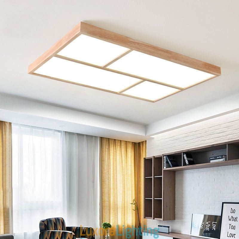 Designer Touch Decorative Modern Ceiling Light Minimalist Wood Style Flush Mount Ceiling Light Fixture