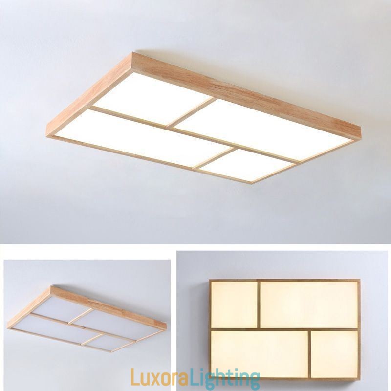 Designer Touch Decorative Modern Ceiling Light Minimalist Wood Style Flush Mount Ceiling Light Fixture