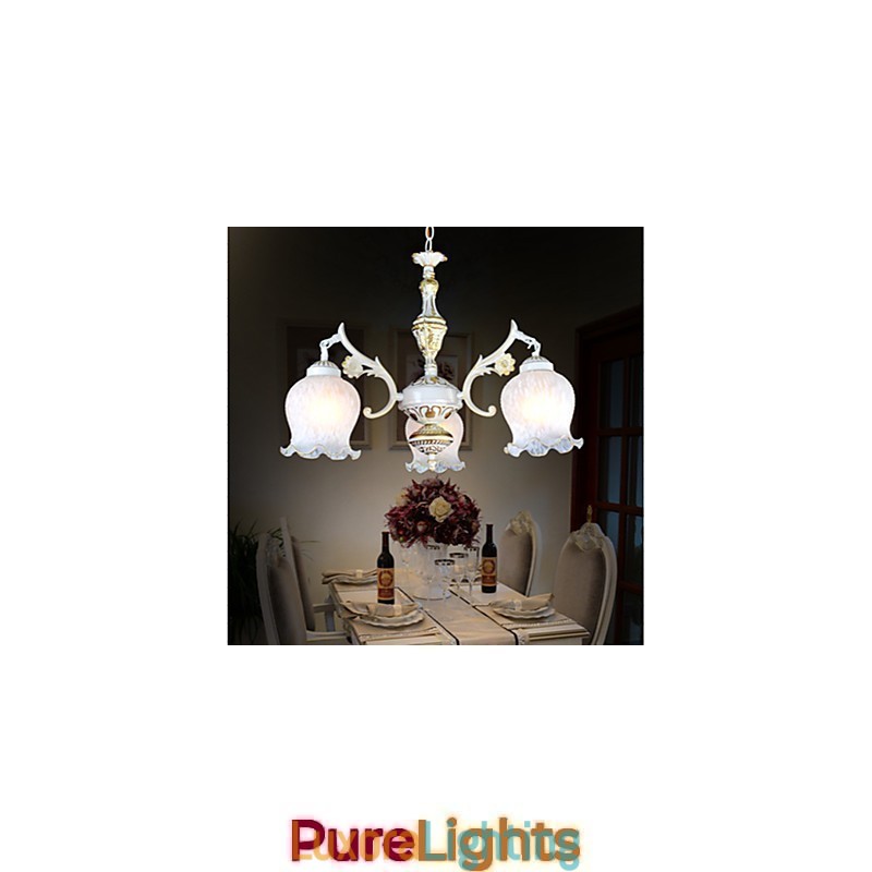 Designer Touch Decorative Chandelier Three Lights White European Retro Classic