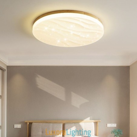 Designer Touch Decorative Japanese Wood Ceiling Light Acrylic Round Corrugated Ceiling Lamp