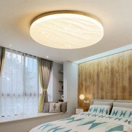 Designer Touch Decorative Japanese Wood Ceiling Light Acrylic Round Corrugated Ceiling Lamp