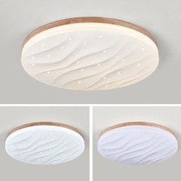 Designer Touch Decorative Japanese Wood Ceiling Light Acrylic Round Corrugated Ceiling Lamp