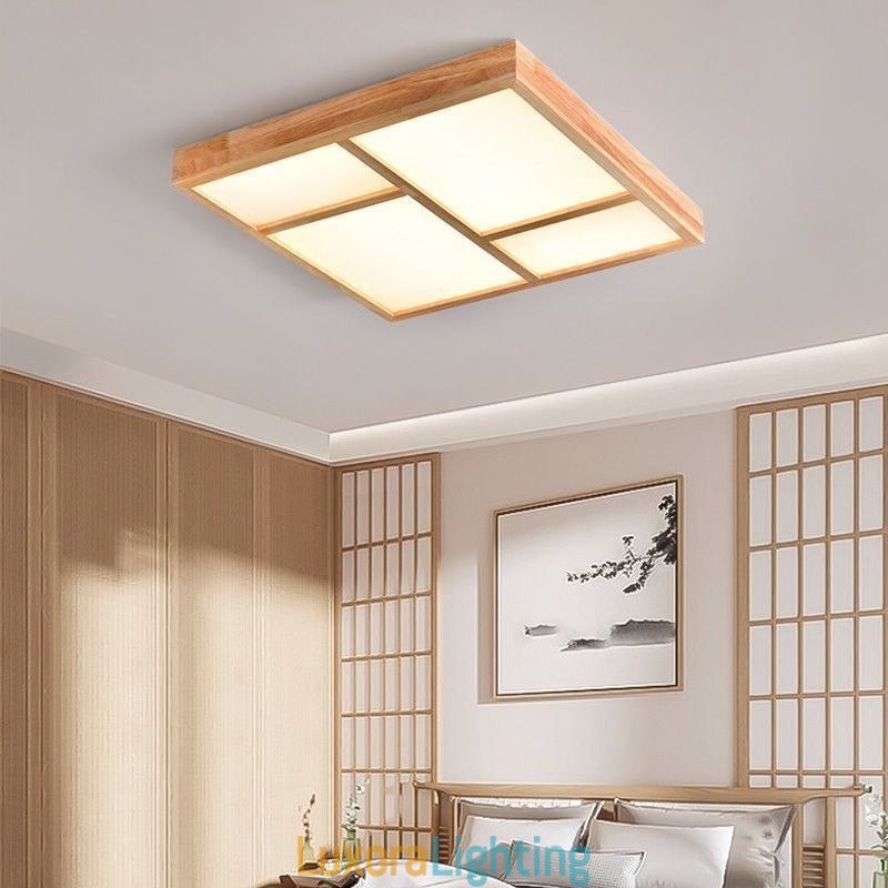 Designer Touch Decorative Japanese Acrylic Ceiling Light Geometric Wood Ceiling Lamp