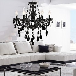 Designer Touch Decorative Chandelier Black Crystal Modern 6 Lights