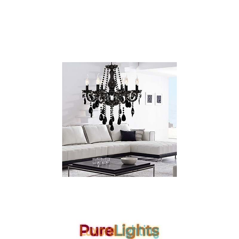 Designer Touch Decorative Chandelier Black Crystal Modern 6 Lights