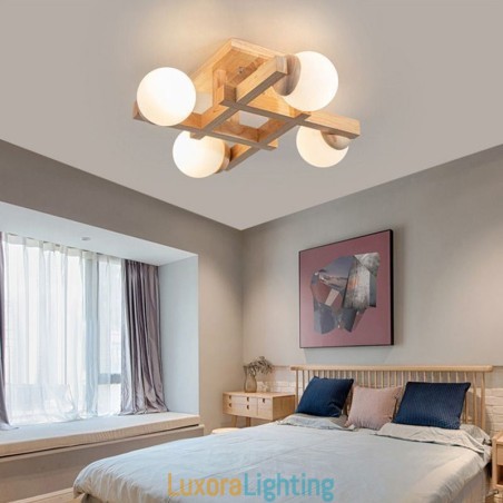 Designer Touch Decorative Japanese Wood Ceiling Light Magic Bean Molecular Ceiling Lamp