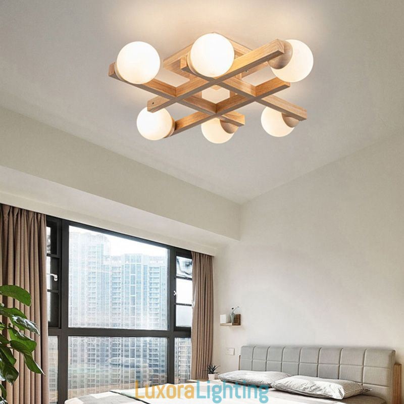 Designer Touch Decorative Japanese Wood Ceiling Light Magic Bean Molecular Ceiling Lamp