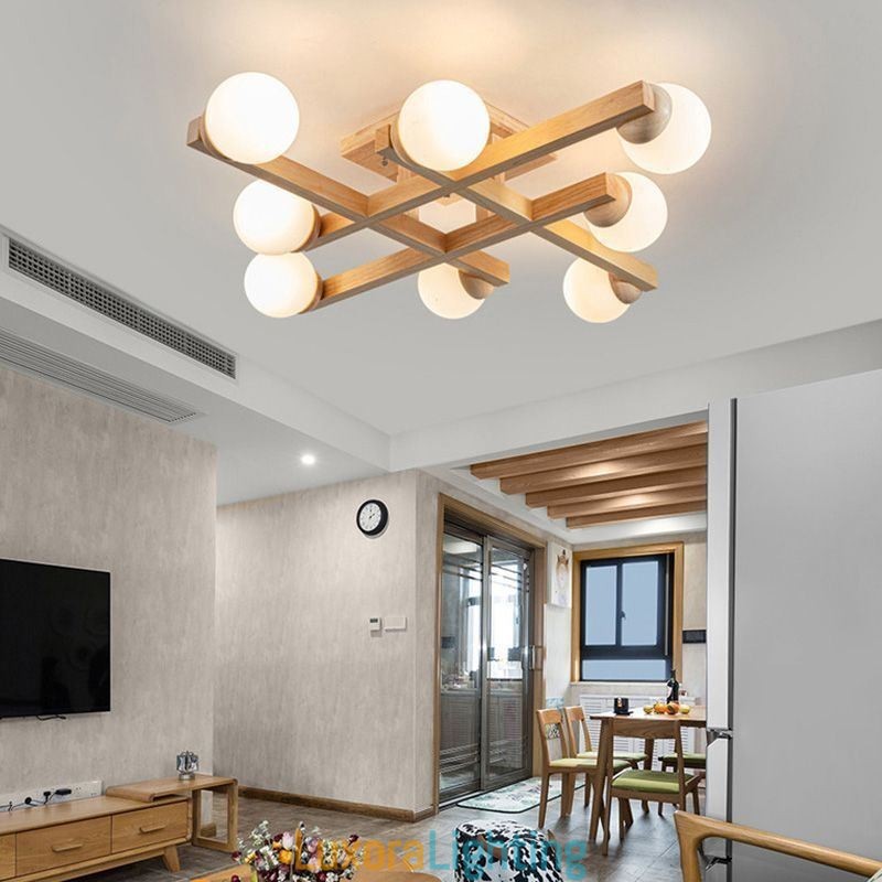 Designer Touch Decorative Japanese Wood Ceiling Light Magic Bean Molecular Ceiling Lamp