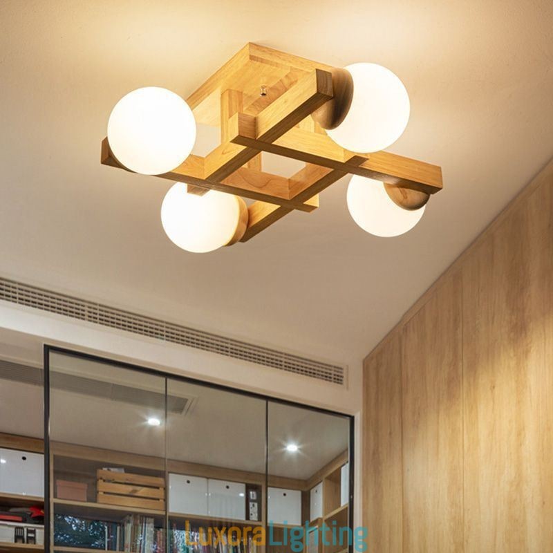 Designer Touch Decorative Japanese Wood Ceiling Light Magic Bean Molecular Ceiling Lamp