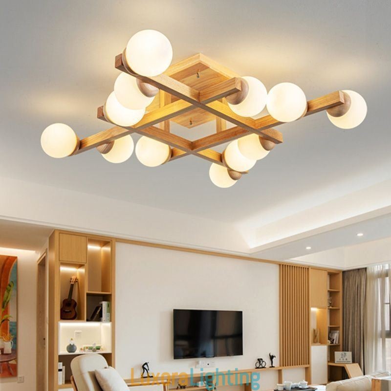 Designer Touch Decorative Japanese Wood Ceiling Light Magic Bean Molecular Ceiling Lamp