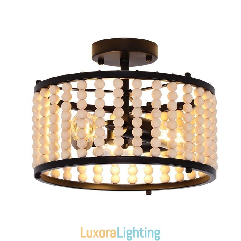 Designer Touch Decorative 3 Light Ceiling Lighting Wood Bead Ceiling Lampway Foyer