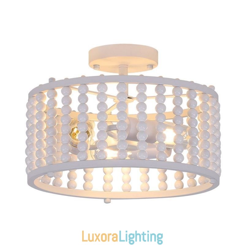Designer Touch Decorative 3 Light Ceiling Lighting Wood Bead Ceiling Lampway Foyer