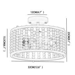 Designer Touch Decorative 3 Light Ceiling Lighting Wood Bead Ceiling Lampway Foyer