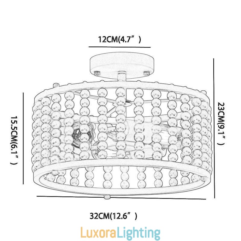 Designer Touch Decorative 3 Light Ceiling Lighting Wood Bead Ceiling Lampway Foyer