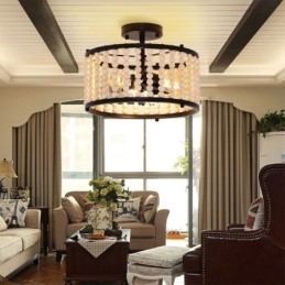Designer Touch Decorative 3 Light Ceiling Lighting Wood Bead Ceiling Lampway Foyer