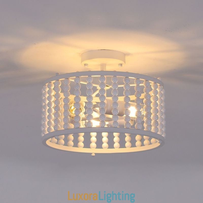 Designer Touch Decorative 3 Light Ceiling Lighting Wood Bead Ceiling Lampway Foyer