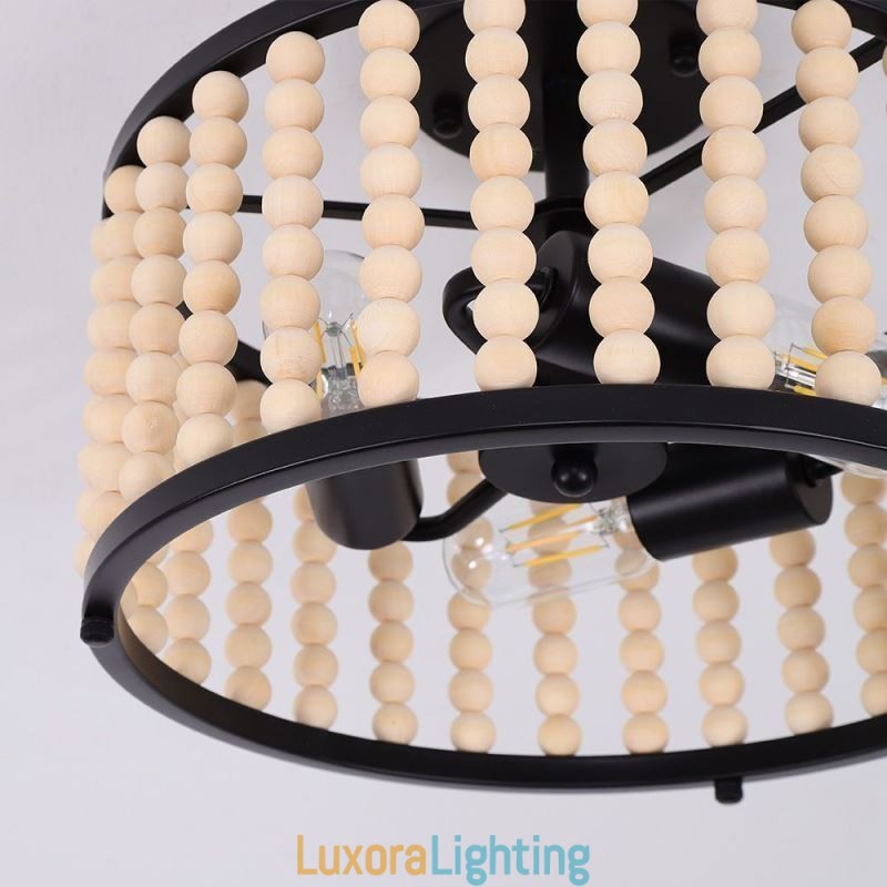Designer Touch Decorative 3 Light Ceiling Lighting Wood Bead Ceiling Lampway Foyer