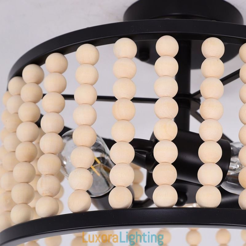 Designer Touch Decorative 3 Light Ceiling Lighting Wood Bead Ceiling Lampway Foyer