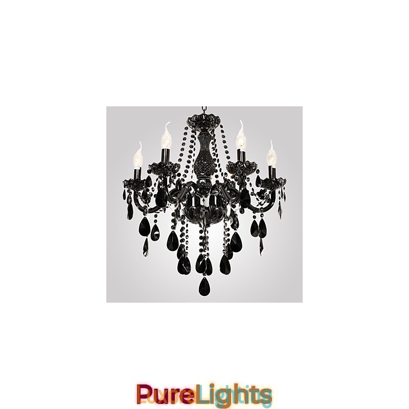 Designer Touch Decorative Chandelier Black Crystal Modern 6 Lights