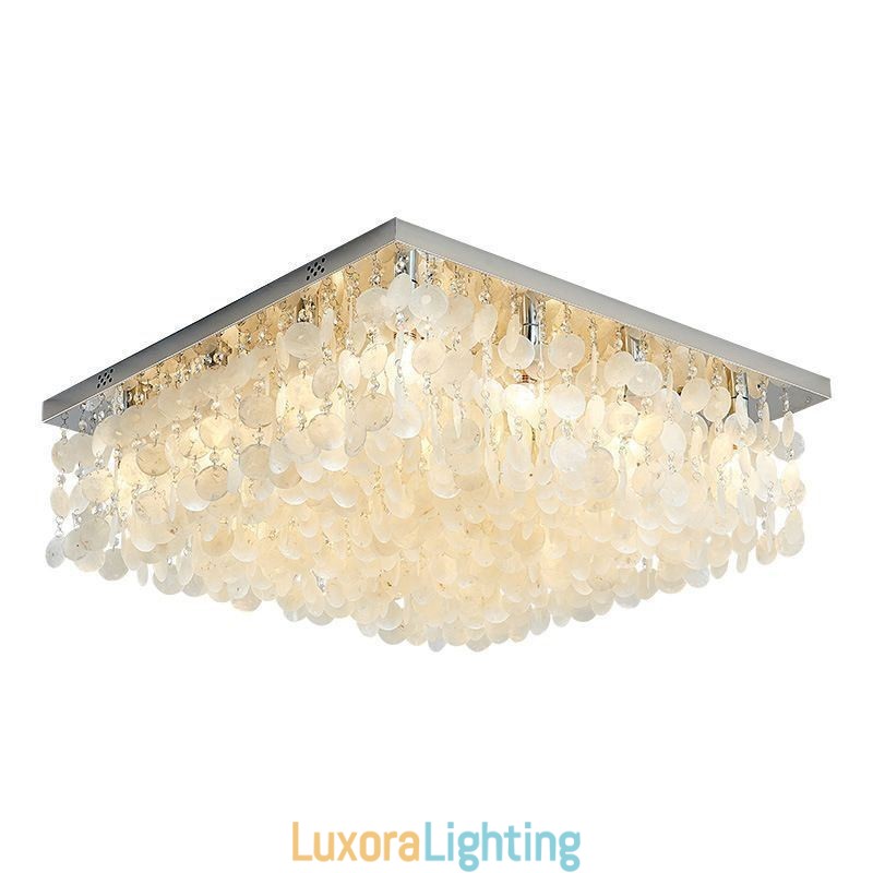 Designer Touch Decorative Modern White Shell Ceiling Light Fixture Flush Mount Chandelier
