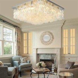 Designer Touch Decorative Modern White Shell Ceiling Light Fixture Flush Mount Chandelier