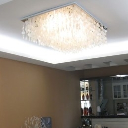Designer Touch Decorative Modern White Shell Ceiling Light Fixture Flush Mount Chandelier