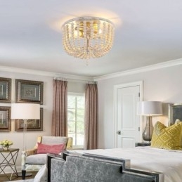 Designer Touch Decorative Farmhouse Wood Beaded Flush Mount Celling Light 3 Light Fixture