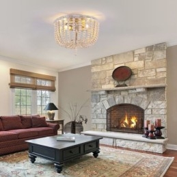 Designer Touch Decorative Farmhouse Wood Beaded Flush Mount Celling Light 3 Light Fixture