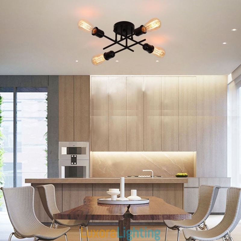 Designer Touch Decorative Flush Mount Ceiling Light Fixture 4 Light Socket