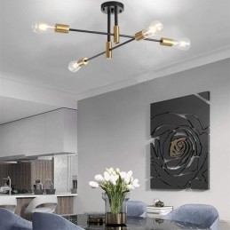 Designer Touch Decorative 4 Lights Black Sputnik Chandelier Mid Century Semi Flush Mount Ceiling Light