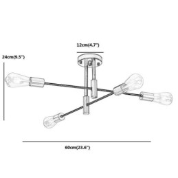 Designer Touch Decorative 4 Lights Black Sputnik Chandelier Mid Century Semi Flush Mount Ceiling Light