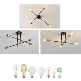 Designer Touch Decorative 4 Lights Black Sputnik Chandelier Mid Century Semi Flush Mount Ceiling Light