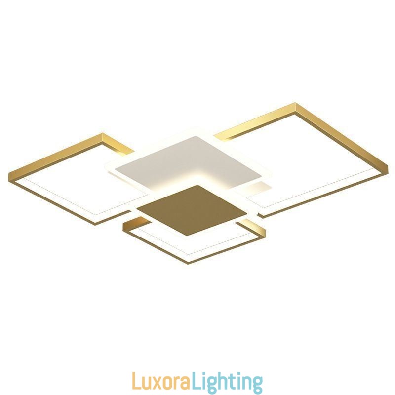 Designer Touch Decorative Modern Golden Flush Mount Geometric Light Fixture Ceiling Light 2 Layer