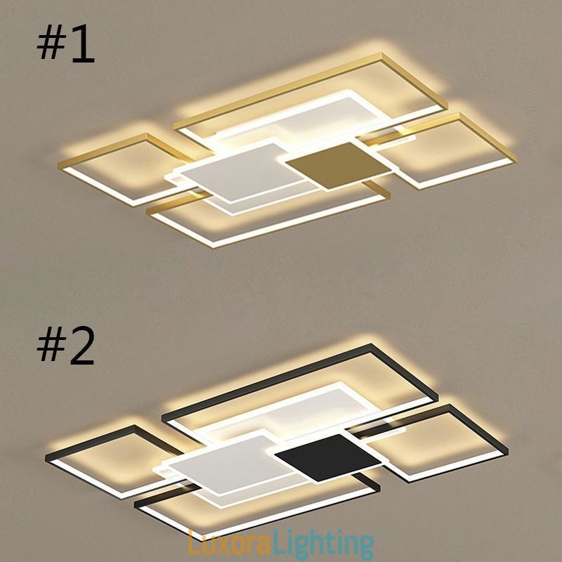 Designer Touch Decorative Modern Golden Flush Mount Geometric Light Fixture Ceiling Light 2 Layer