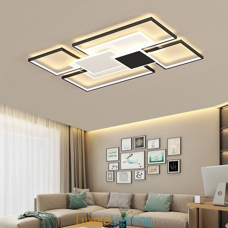 Designer Touch Decorative Modern Golden Flush Mount Geometric Light Fixture Ceiling Light 2 Layer