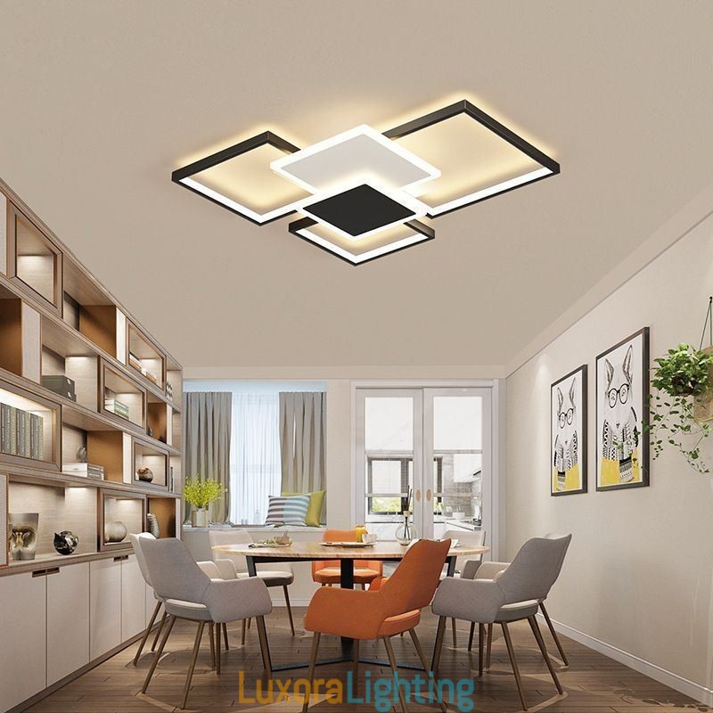 Designer Touch Decorative Modern Golden Flush Mount Geometric Light Fixture Ceiling Light 2 Layer