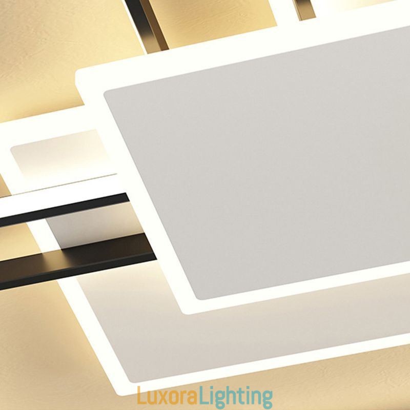 Designer Touch Decorative Modern Golden Flush Mount Geometric Light Fixture Ceiling Light 2 Layer