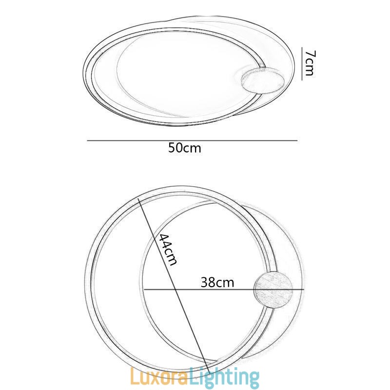 Designer Touch Decorative Modern Flush Mount Acrylic 2 Rings Ceiling Light Fixture