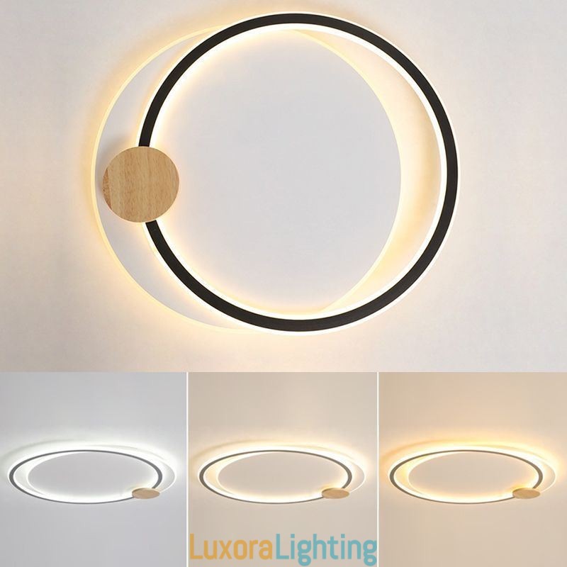 Designer Touch Decorative Modern Flush Mount Acrylic 2 Rings Ceiling Light Fixture