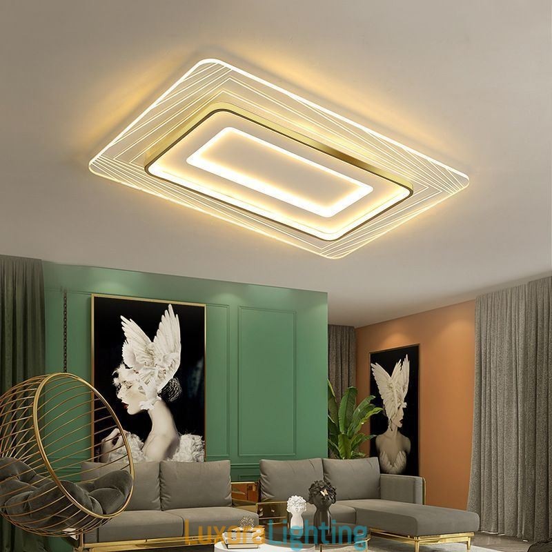 Designer Touch Decorative Rectangular Flush Mount Ceiling Light Minimalist Acrylic Ultrathin Ceiling Lamp