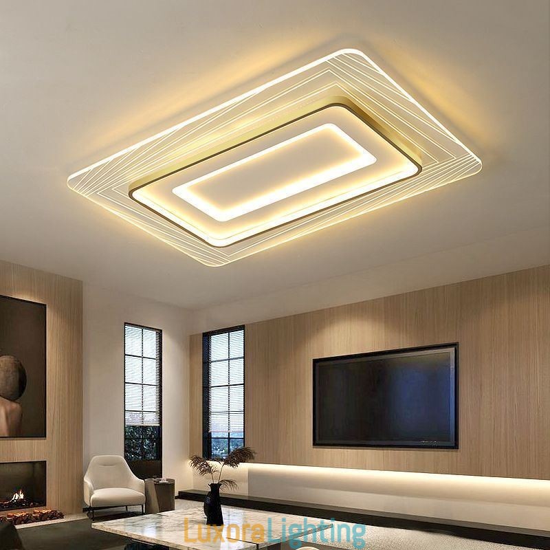 Designer Touch Decorative Rectangular Flush Mount Ceiling Light Minimalist Acrylic Ultrathin Ceiling Lamp