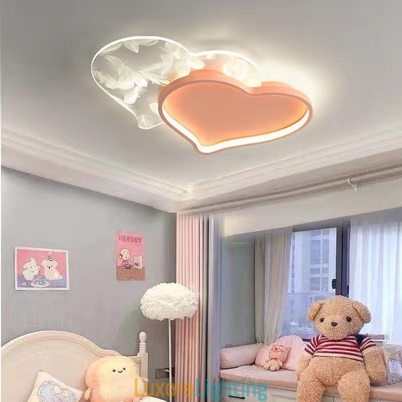 Designer Touch Decorative Modern Lights Heart Shape Flush Mount Ceiling Light Girls